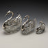 1972 British Vintage Swan Shape Sterling Silver & Cut Glass Accessory Case Large Medium Small Set of 3